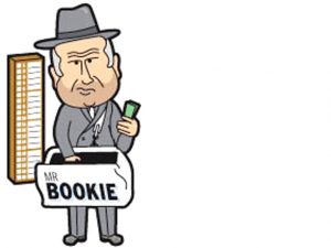 Colour illustration by Jo Gay Mr Bookie / The bagman / bookmaker